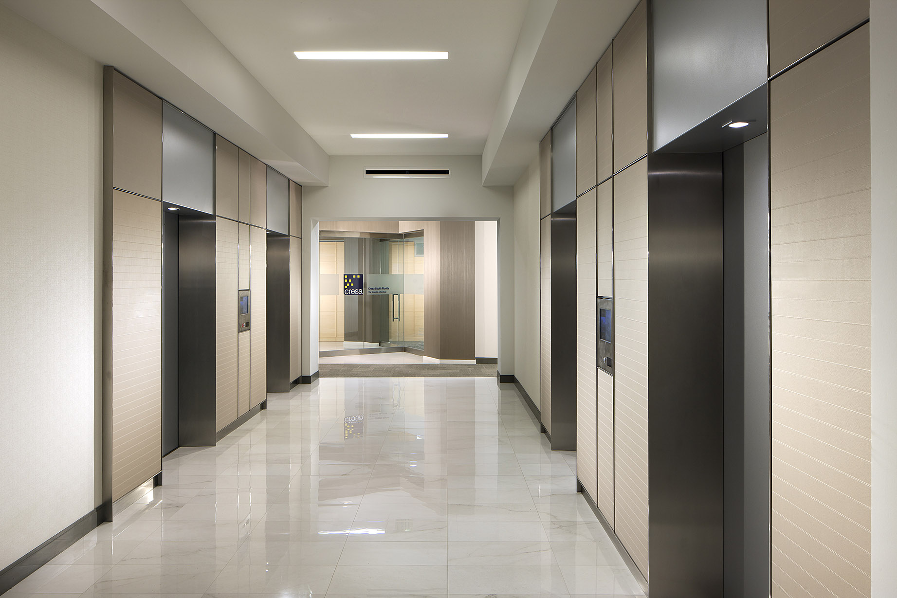 Courvosier Center elevator lobby brickell key fl. Assistants - David Moreno - Fania Castro